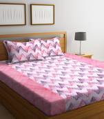 NEUDIS BY Dhrohar Cotton Geometric  210 TC Printed Flat Double Bedsheet with 2 pillow covers- Pink - Size - 90 X 98 Inch