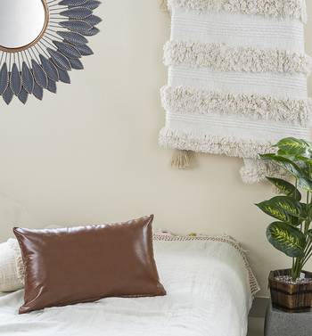 IMPEXART PVT LTD Pu Leather Brown Cushion Cover 1