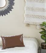 IMPEXART PVT LTD Pu Leather Brown Cushion Cover