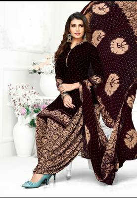 Dark-brown printed crepe salwar 1