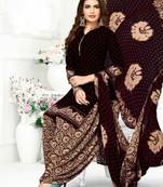 Dark-brown printed crepe salwar