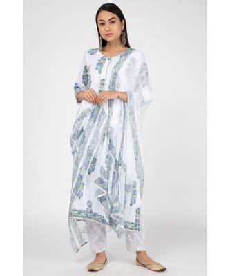 Blue Rune Cotton Suit Set 1
