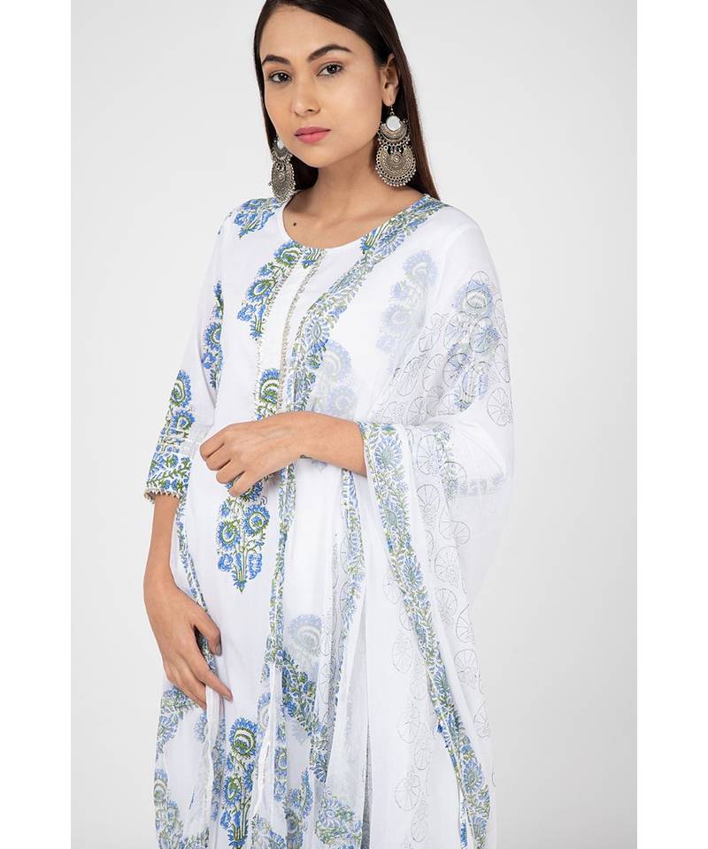 Blue Rune Cotton Suit Set