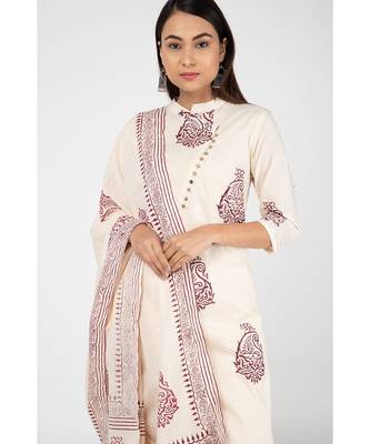 Cream Latte Cotton Suit Set 4