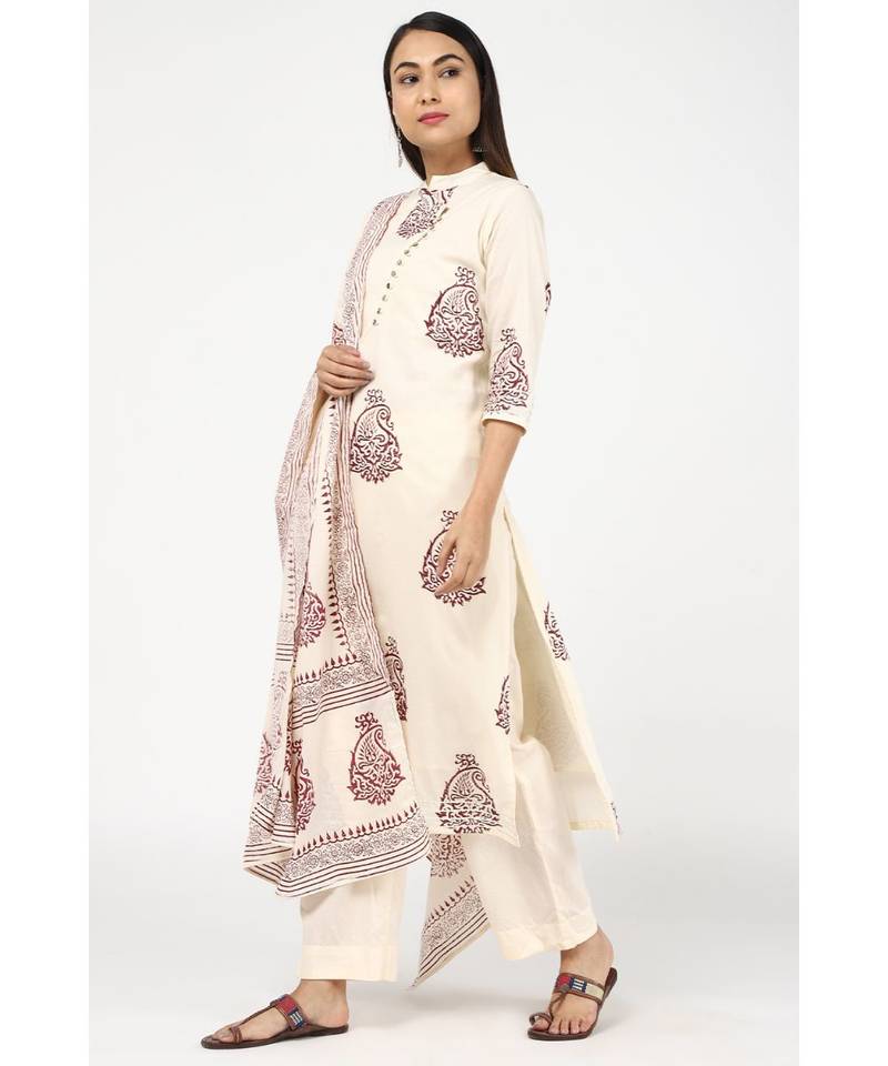 Cream Latte Cotton Suit Set