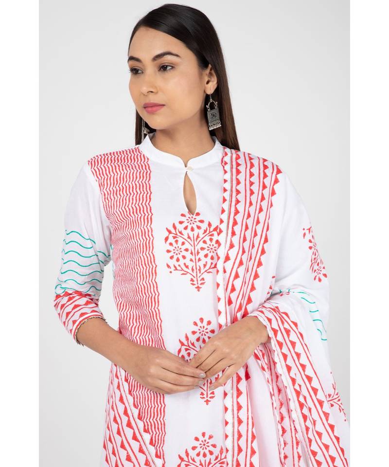 Red Tribe Cotton Suit Set