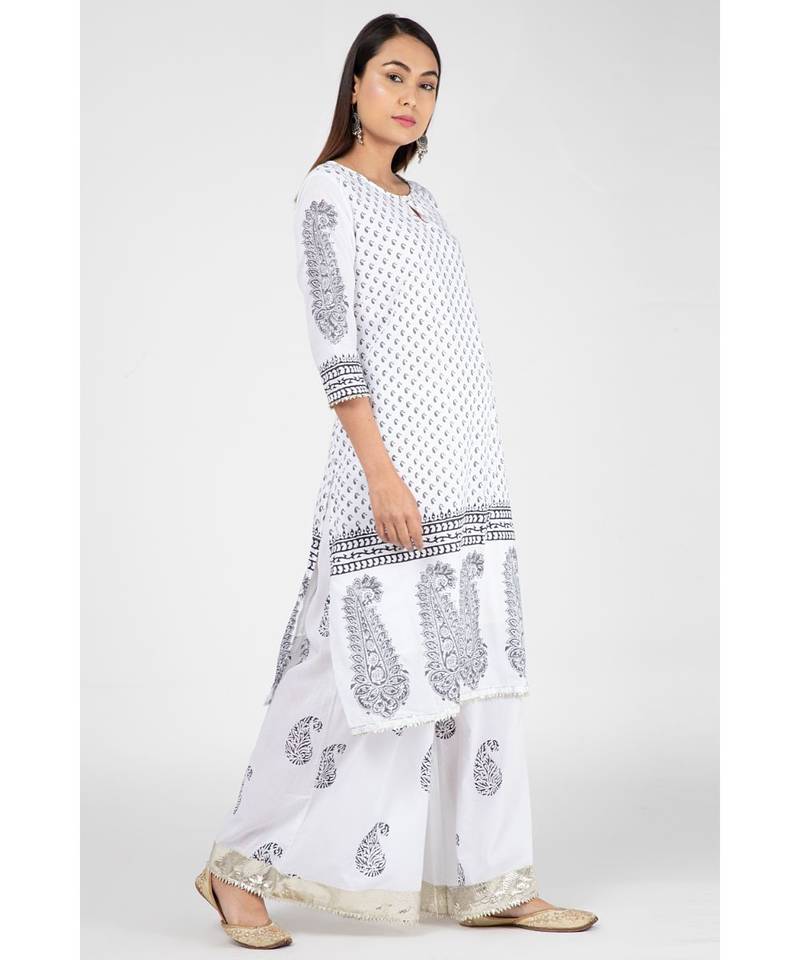 White Charcoal Suit Set