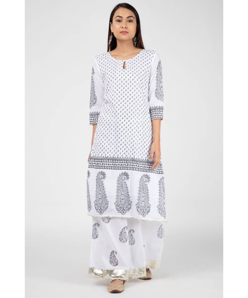 White Charcoal Suit Set