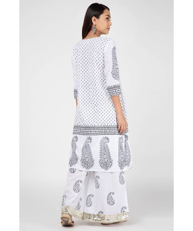 White Charcoal Suit Set