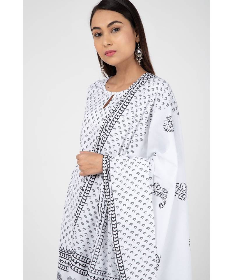 White Charcoal Suit Set