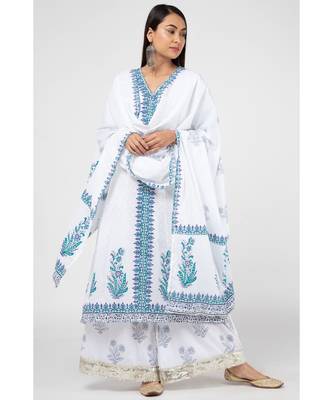 White Ferozi Cotton Suit Set 1
