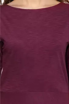 Women's Magenta Solid Slim Fit 3/4 Sleeves Round Neck Mini Skater Dresses