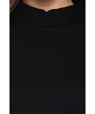 Women's Black Solid 3/4 Sleeves Round Neck Mini Shift Dresses 5
