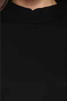 Women's Black Solid 3/4 Sleeves Round Neck Mini Shift Dresses