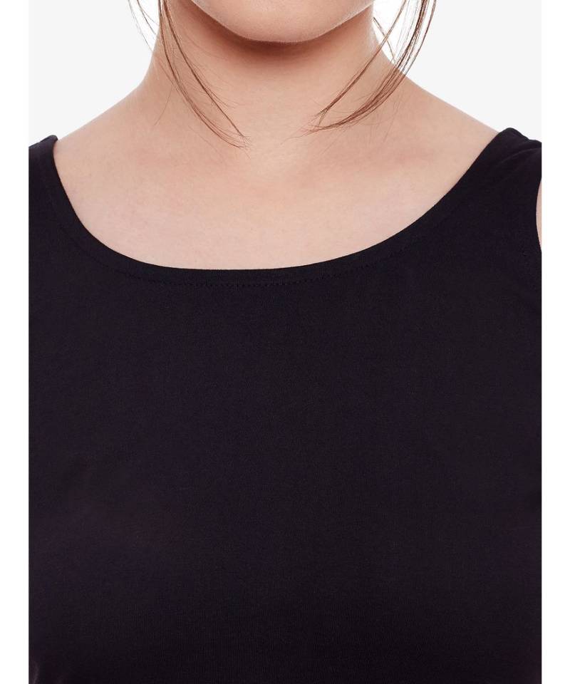 Women's Black Sleeveless Round Neck Mini Skater Dress