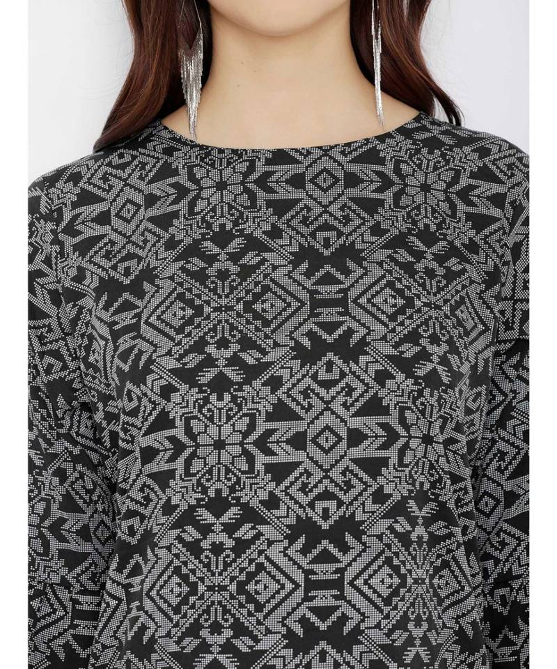 Women's Multicolored Round Neck 3/4 Sleeves Shift Dress