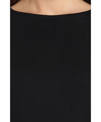 Women's Black Solid Shoulder Cut Out full_sleeve Round Neck Tops 5