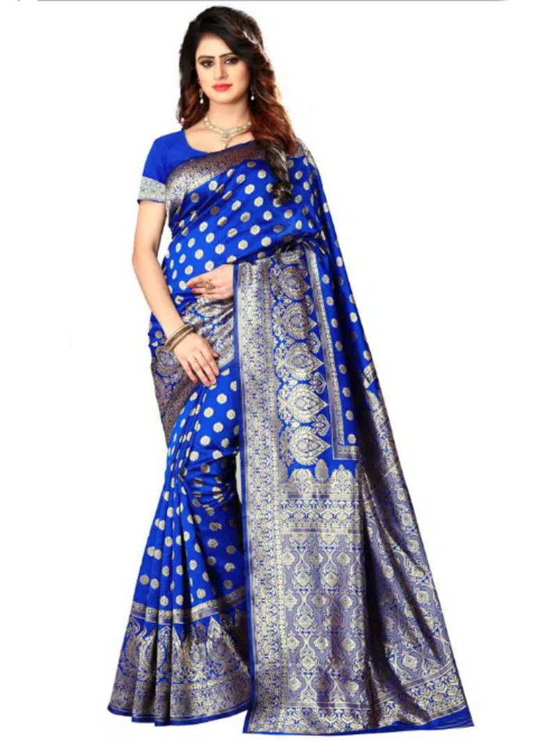 Women's Designer Banarasi Silk Saree With  Blouse