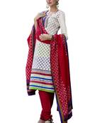 multicolor printed Silk unstitched salwar with dupatta