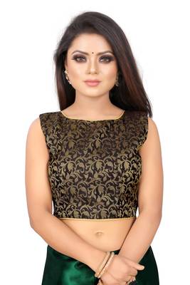 Green plain satin saree with blouse 4