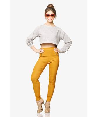 Women's Grey Round Neck full_sleeves Solid Crop Top 2
