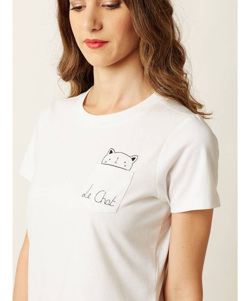 Women's White Cotton Round Neck short_sleeve Graphic Print T-Shirt