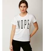 Women's White Round Neck Continuous short_sleeve Solid Graphic Print T-Shirt