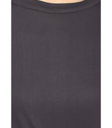 Women's Grey Round Neck quarter_sleeves Solid Shoulder Cut-Out Top