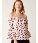 Women's Multicolored Off-Shoulder full_sleeves Ruffled Floral Printed Top