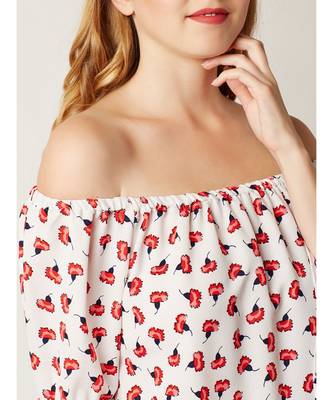 Women's Multicolored Off-Shoulder full_sleeves Ruffled Floral Printed Top 5