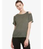 Women's Multicolored Round Neck half_sleeves Floral Cold Shoulder Top