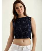 Women's Multicolored Round Neck sleeveless Printed Crop Top