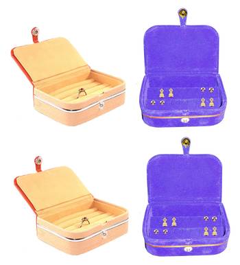 atorakushon   Velvet Jewellery Box Necklace Ring Box Earring Folder Travelling Organizer Pack of 4 (multicolor) 1