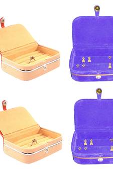 atorakushon   Velvet Jewellery Box Necklace Ring Box Earring Folder Travelling Organizer Pack of 4 (multicolor)