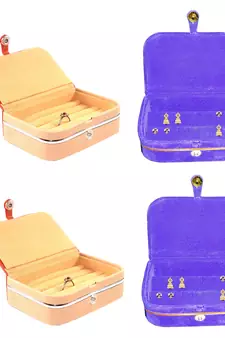 atorakushon   Velvet Jewellery Box Necklace Ring Box Earring Folder Travelling Organizer Pack of 4 (multicolor)