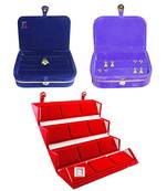 atorakushon   Velvet Jewellery Box Necklace Ring Box Earring Folder Travelling Organizer Pack of 3 (Brown)