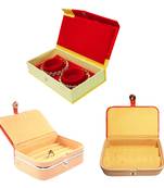 atorakushon   Velvet Jewellery Box Necklace Ring Box Earring Folder Travelling Organizer Pack of 3 (Brown)