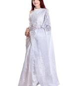 Lavangi Women's Lucknow Chikan White Cotton Dyeable Saree With All Over Kota Tepchi Work