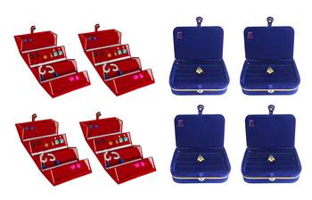 atorakushon   Velvet Jewellery Box Necklace Ring Box Earring Folder Travelling Organizer Pack of 8 (multicolor) 1