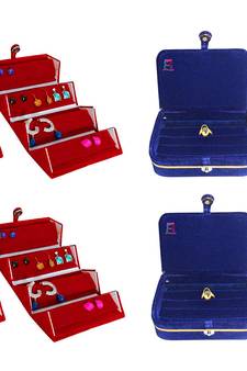 atorakushon   Velvet Jewellery Box Necklace Ring Box Earring Folder Travelling Organizer Pack of 8 (multicolor)