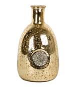 Glass flower vase with jewel-Small(gold)