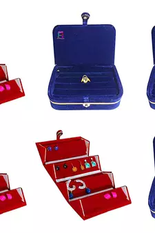 atorakushon   Velvet Jewellery Box Necklace Ring Box Earring Folder Travelling Organizer Pack of 6 (multicolor)
