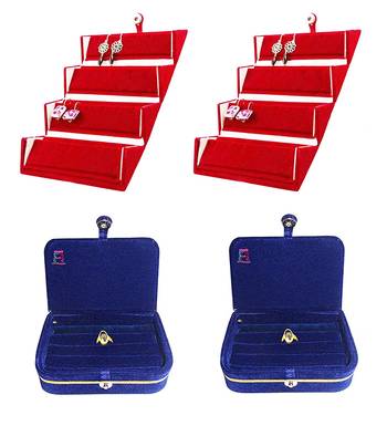 atorakushon   Velvet Jewellery Box Necklace Ring Box Earring Folder Travelling Organizer Pack of 4 (multicolor) 1