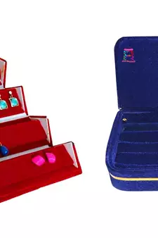 atorakushon   Velvet Jewellery Box Necklace Ring Box Earring Folder Travelling Organizer Pack of 2 (multicolor)