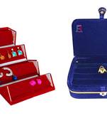 atorakushon   Velvet Jewellery Box Necklace Ring Box Earring Folder Travelling Organizer Pack of 2 (multicolor)