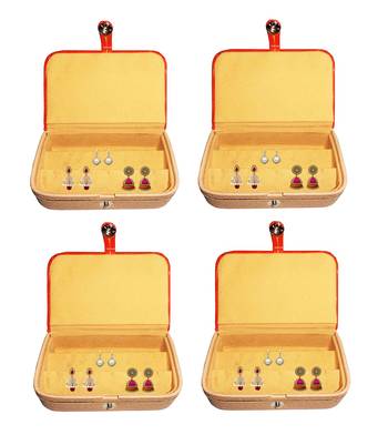 atorakushon   Velvet Jewellery Box Necklace Ring Box Earring Box Travelling Organizer Set of 4 (Brown) 1