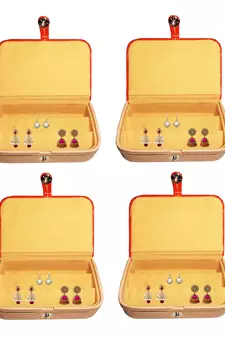 atorakushon   Velvet Jewellery Box Necklace Ring Box Earring Box Travelling Organizer Set of 4 (Brown)
