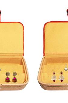 atorakushon   Velvet Jewellery Box Necklace Ring Box Earring Box Travelling Organizer Set of 2 (Brown)