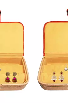 atorakushon   Velvet Jewellery Box Necklace Ring Box Earring Box Travelling Organizer Set of 2 (Brown)