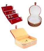 atorakushon   Velvet Jewellery Box Necklace Ring Box Earring Folder Travelling Organizer Pack of 3 (multicolor)